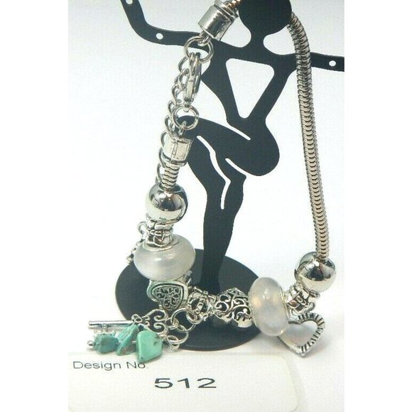 Turquoise Gemstone-Energy-Bracelet &Charm-European Style -512 - Picture 3 of 7